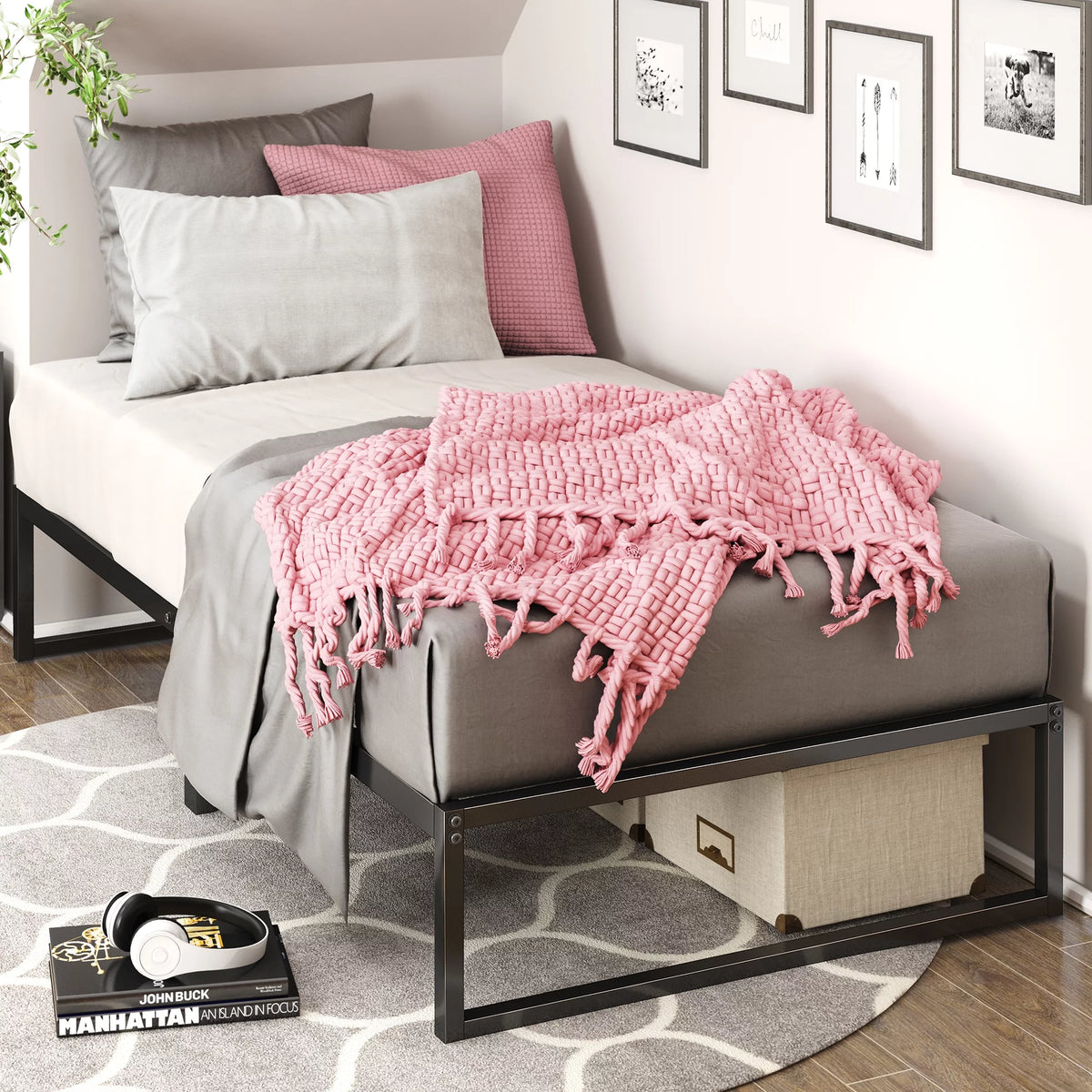 12" Metal Platform Bed Frame, Twin N501
