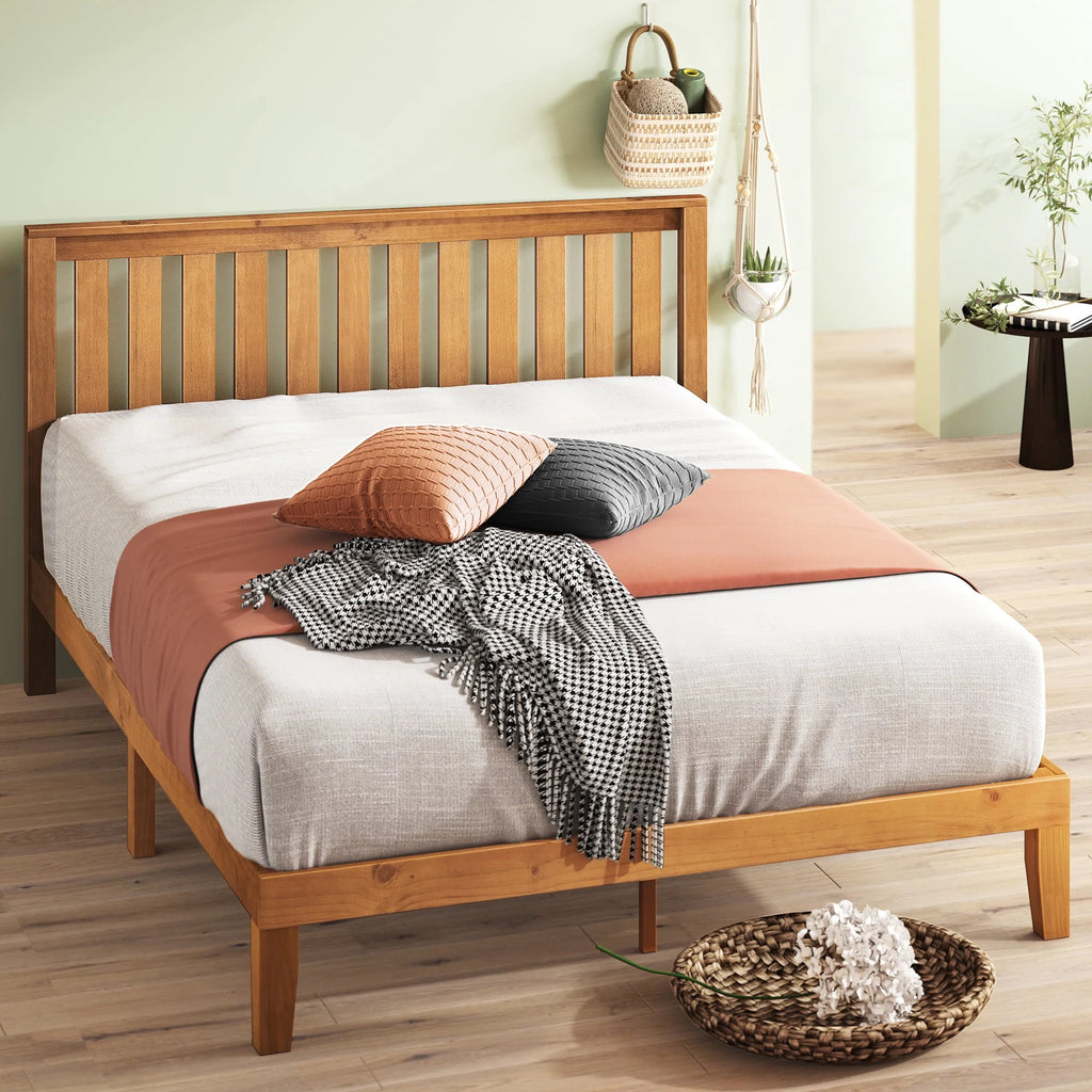 Wood Platform Bed with Headboard, Full G93202