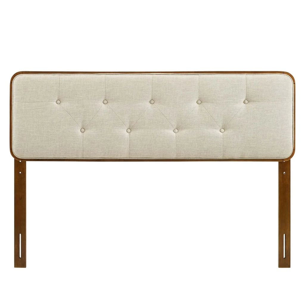 King Fabric and Wood Headboard in Walnut Beige V194