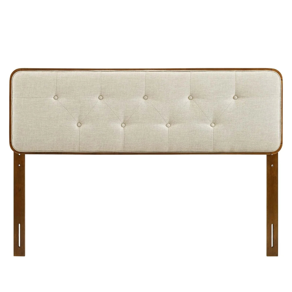 King Fabric and Wood Headboard in Walnut Beige V194