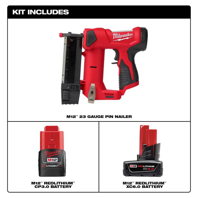 12-Volt 23-Gauge Cordless Pin Nailer with 6.0Ah and 3.0Ah Battery Packs Y150926