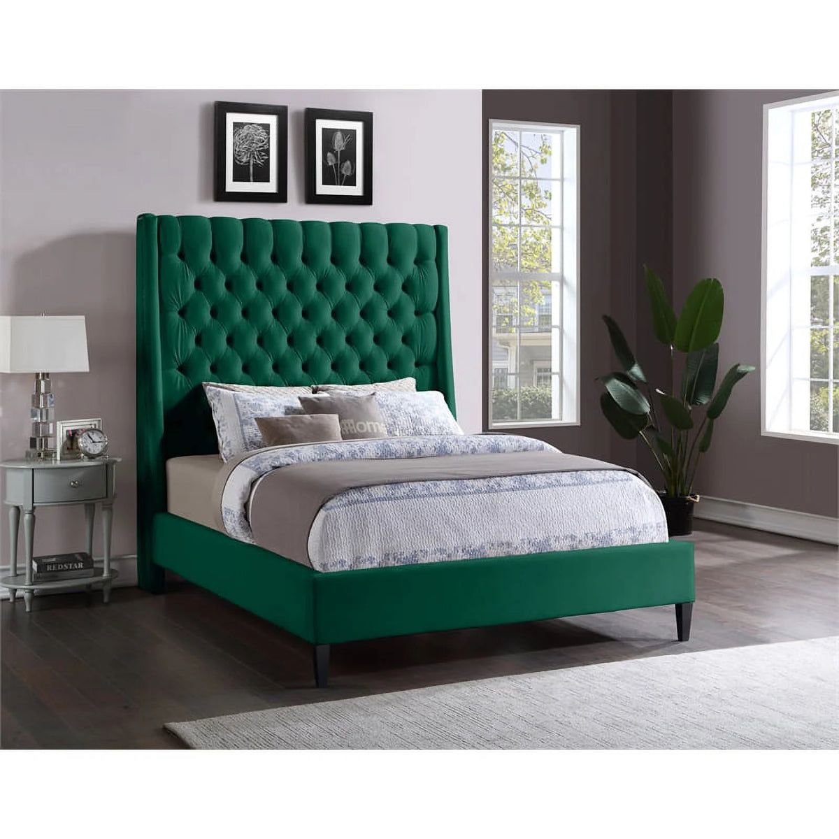 Green Velvet Full Bed U7967