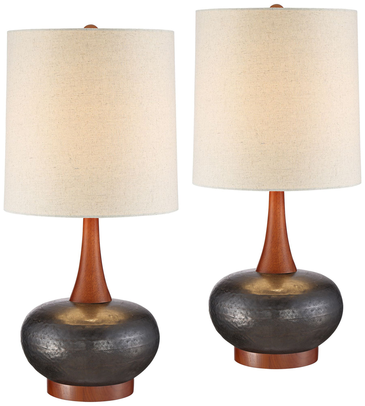 Set of 2 Brown Ceramic Table Lamps P745