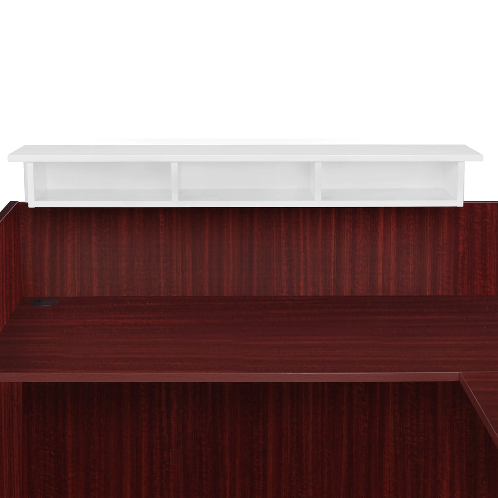 Double Full Pedestal Reception Desk with White Transaction Top Mahogany H716254