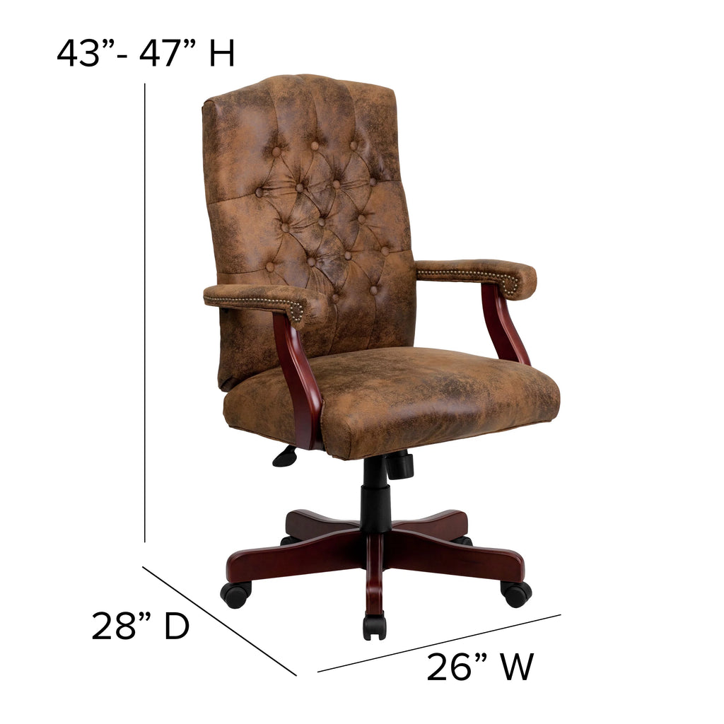 Brown Ultra-Suede Swivel High-Back Office Chair B208