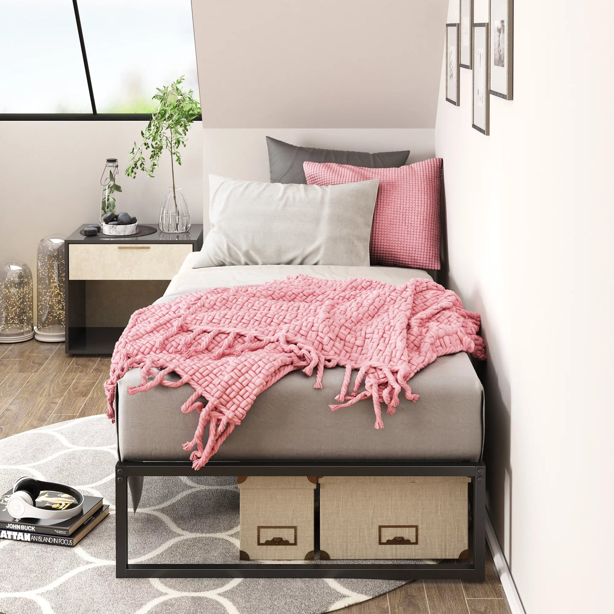 12" Metal Platform Bed Frame, Twin N501