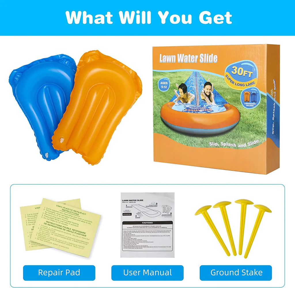 30ft Lawn Water Slide with 2 Body Boards H14529