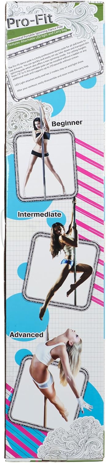 Portable Spinning Dance Pole with LED Light and Carry Bag R8246