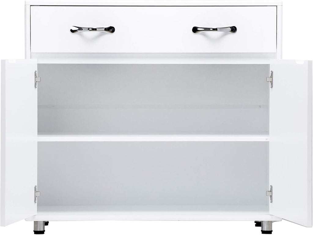 White Console Table with Drawer & Two Shelves F492