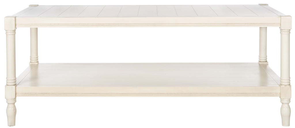 White Coffee Table with Storage Shelf Y1355