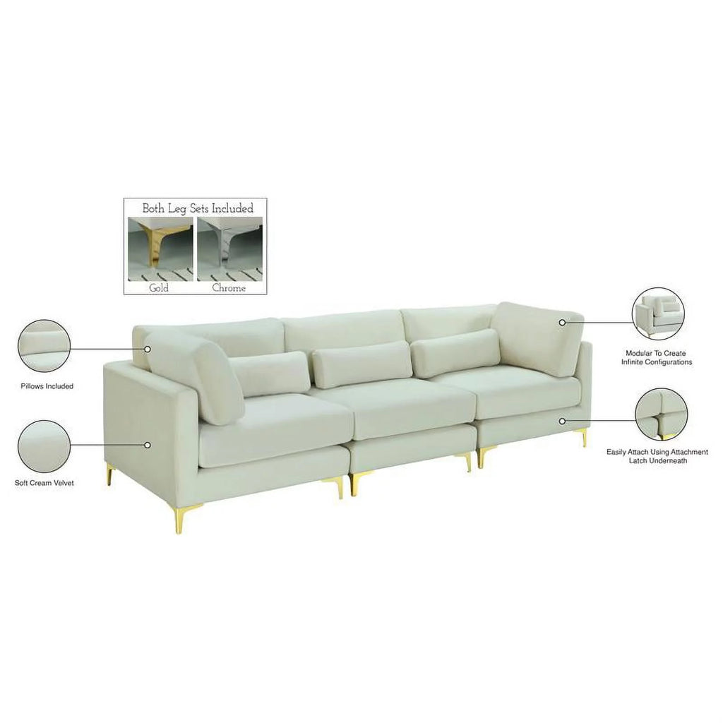 Cream Velvet Modular Sofa Y7775