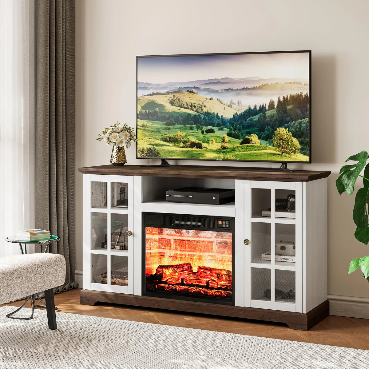 White Fireplace TV Stand W611