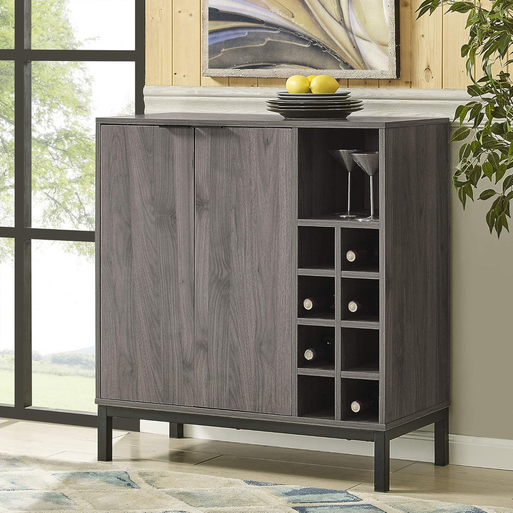 34 Inch Slate Grey Wood Storage Cabinet V476934