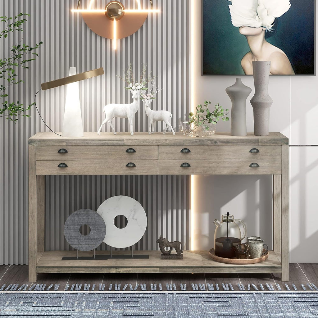 Navy Wood Console Table with 2 Drawers Q24122