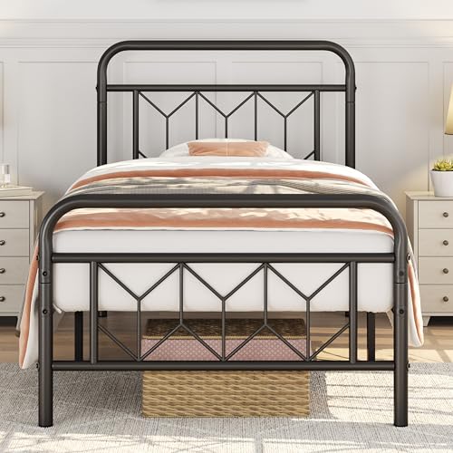 Black Full Size Metal Platform Bed Frame with Headboard and Footboard F25849