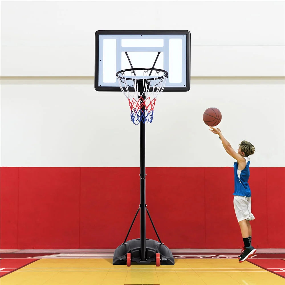 Height Adjustable Portable Basketball System with Wheels and Weighted Base F66942