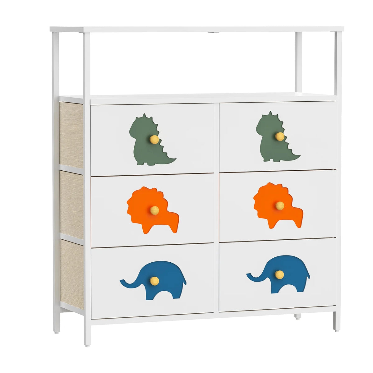 White 6 Drawer Kids Dresser with Shelf K177819
