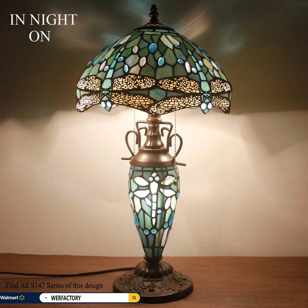 Sea Blue Stained Glass Table Lamp K14931