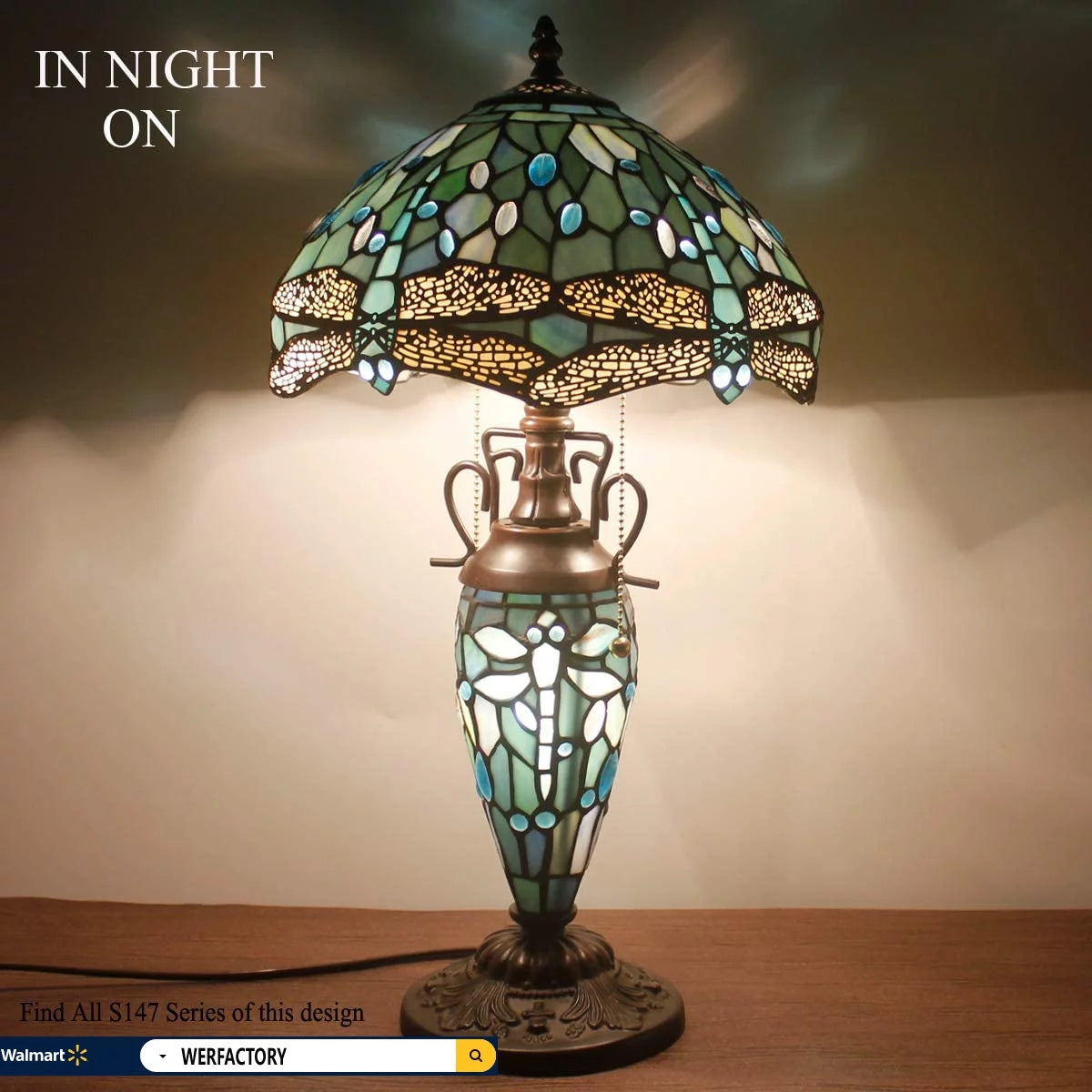 Sea Blue Stained Glass Table Lamp K14931