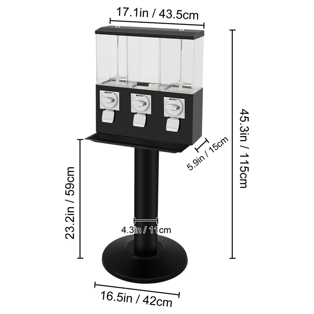 Triple Pod Candy Vending Machine 115cm Height 45Lbs Capacity S1704