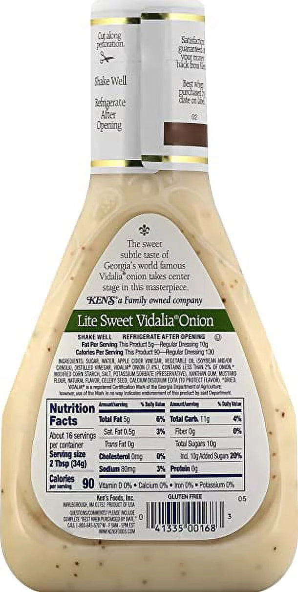 Lite Sweet Vidalia Onion Dressing, 16 FL OZ (Pack of 3) G524622