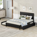 Black Metal Queen Size Storage Platform Bed with Trundle and 2 Drawers V76842