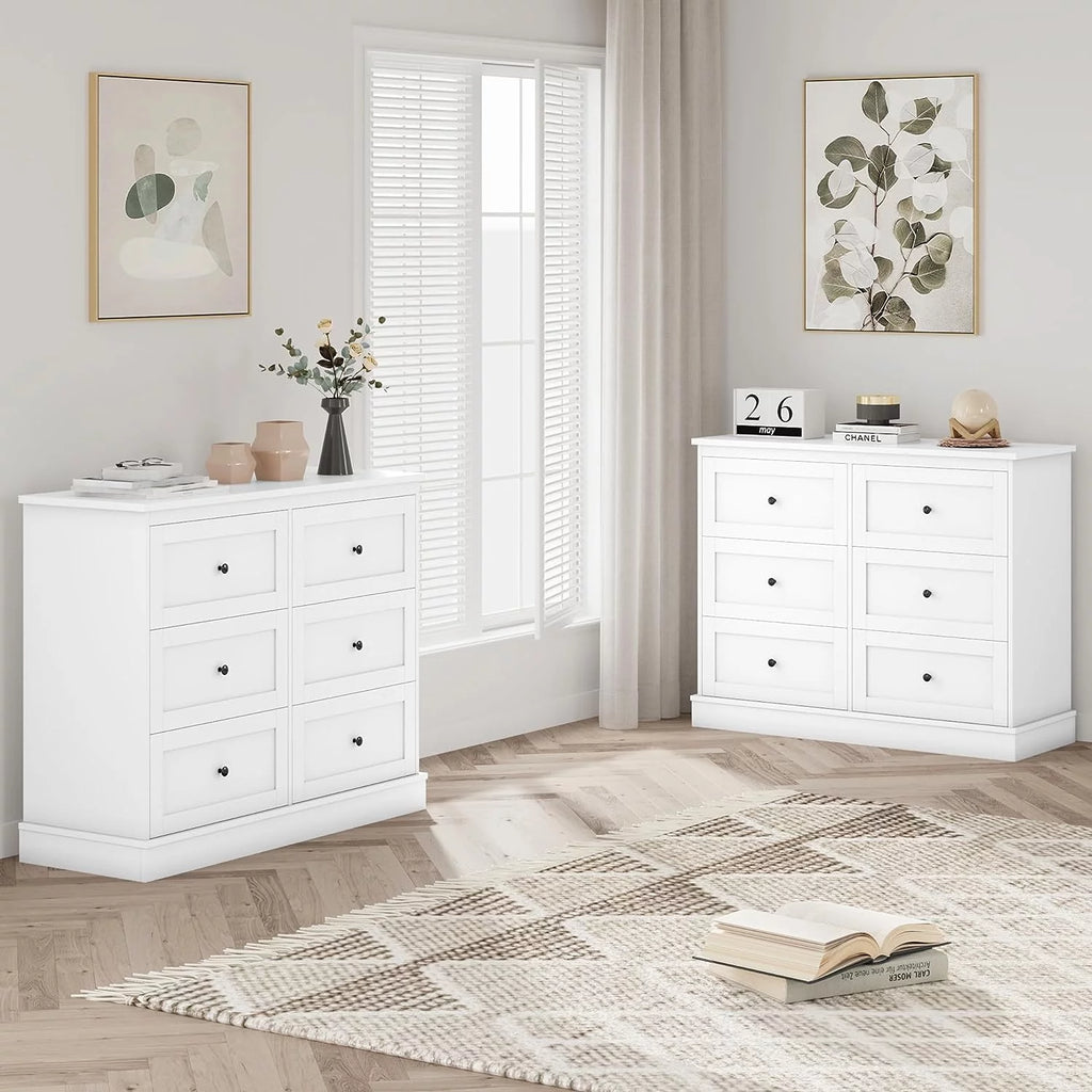 White 6 Drawer Dresser E174