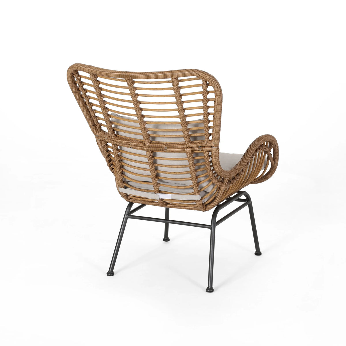 Light Brown and Beige Wicker Club Chairs with Cushions, Set of 2 U197