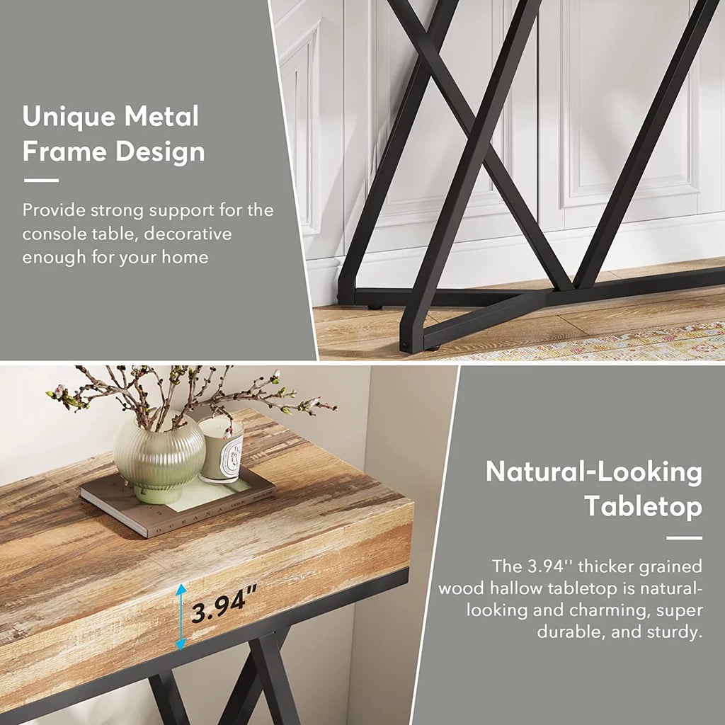 55" Wood Console Table with Metal Base Z7686