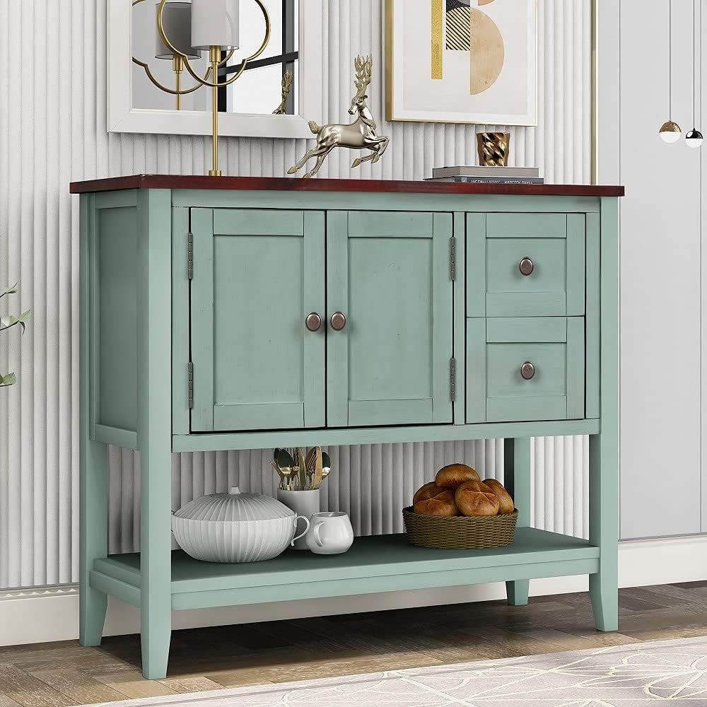 Navy Wood Console Table with 2 Drawers Q24122