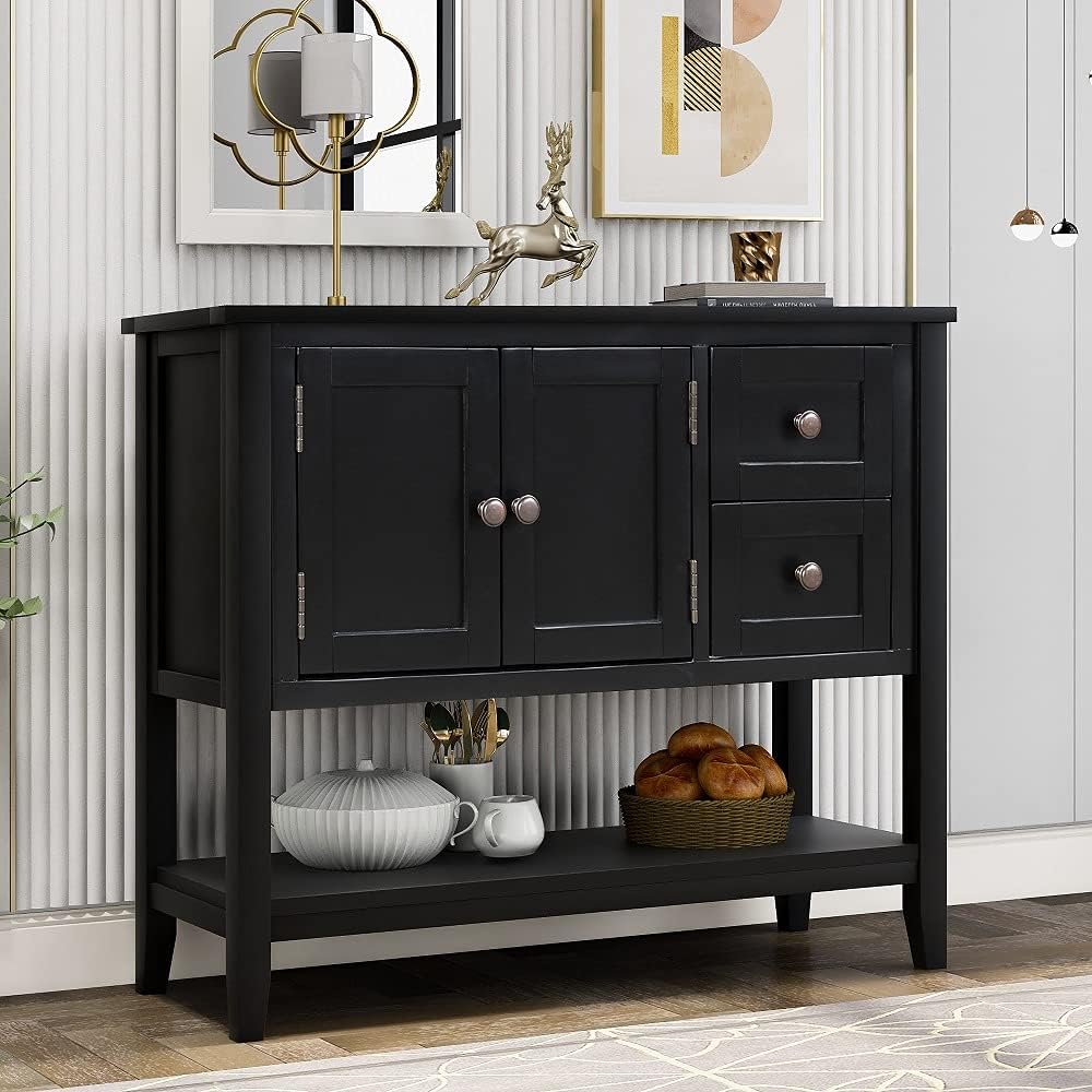 Navy Wood Console Table with 2 Drawers Q24122