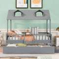 Wood Playhouse Bed Frame with Trundle E85047