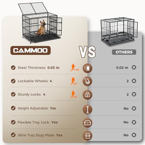 48" 38" Dog Crates with 4 Lockable Wheels, Removable Door and Tray H502723