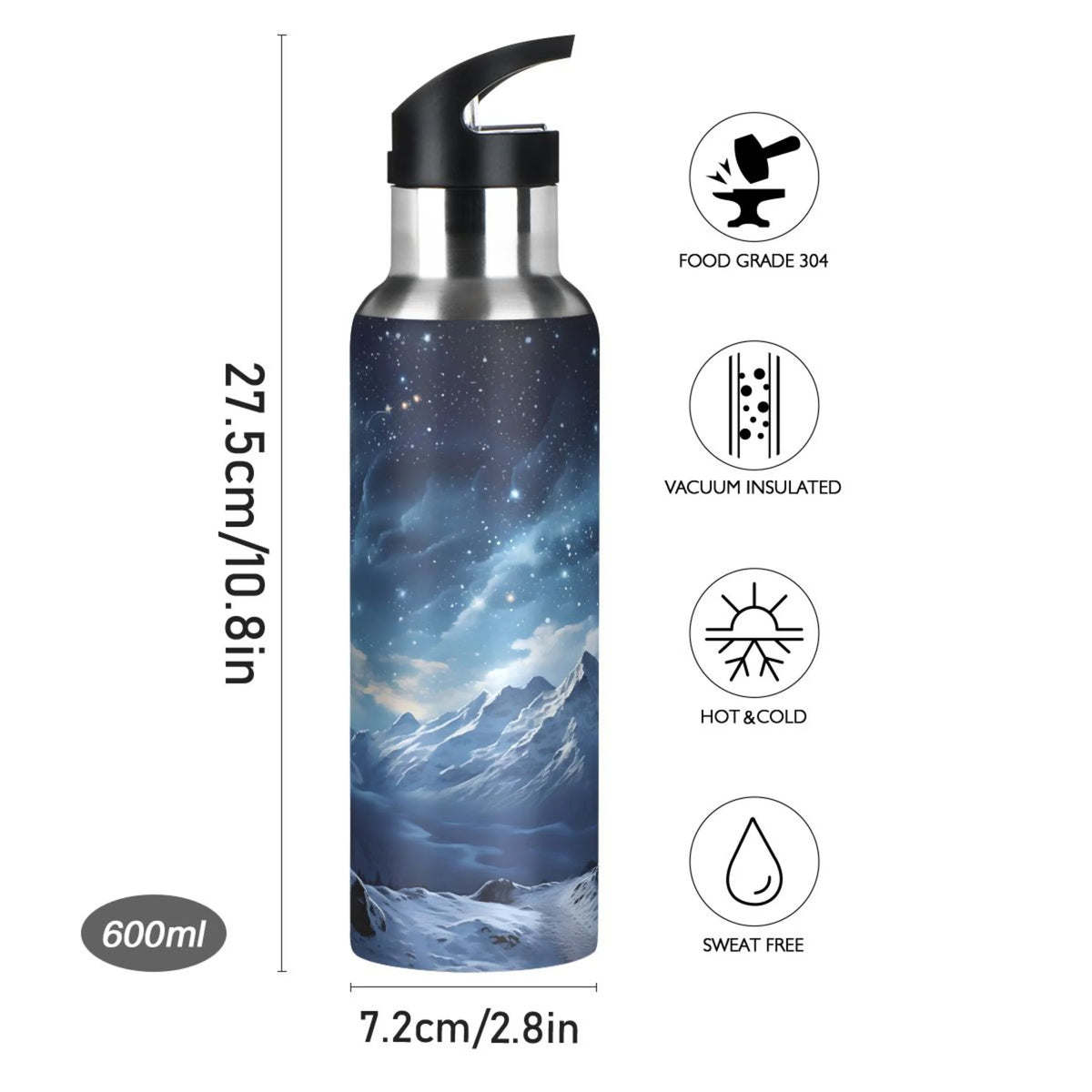 Stainless Steel Insulated Water Bottle with Straw Lid D69364