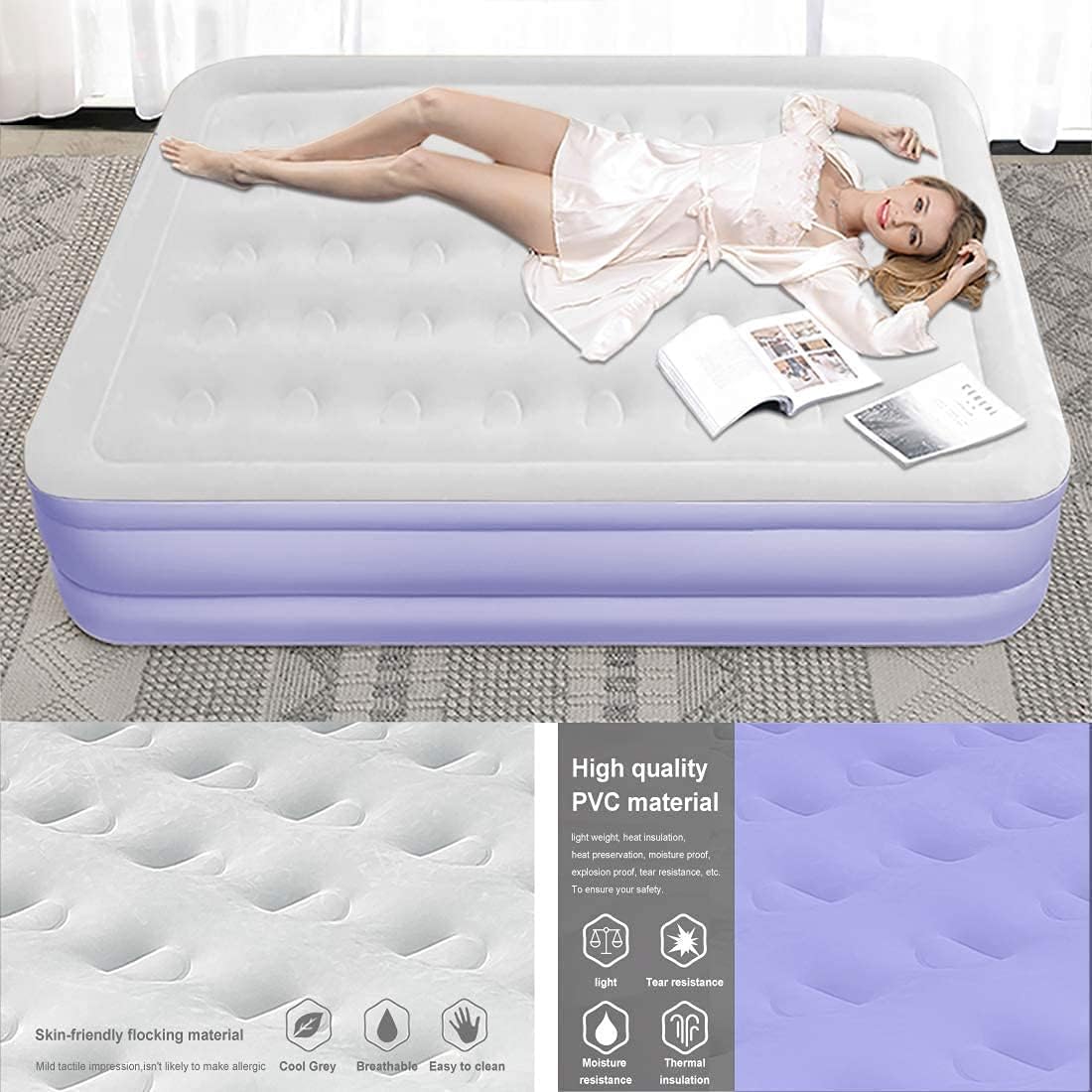 Queen 18'' Double High Air Mattress with Built-in Pump U224708