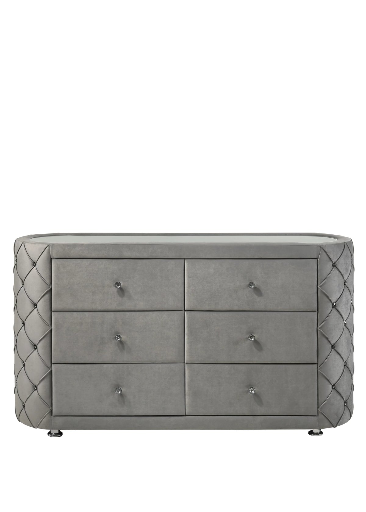 Gray Velvet Dresser Q586