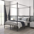 Queen Size Black Metal Canopy Bed Frame with Headboard and Footboard P15983