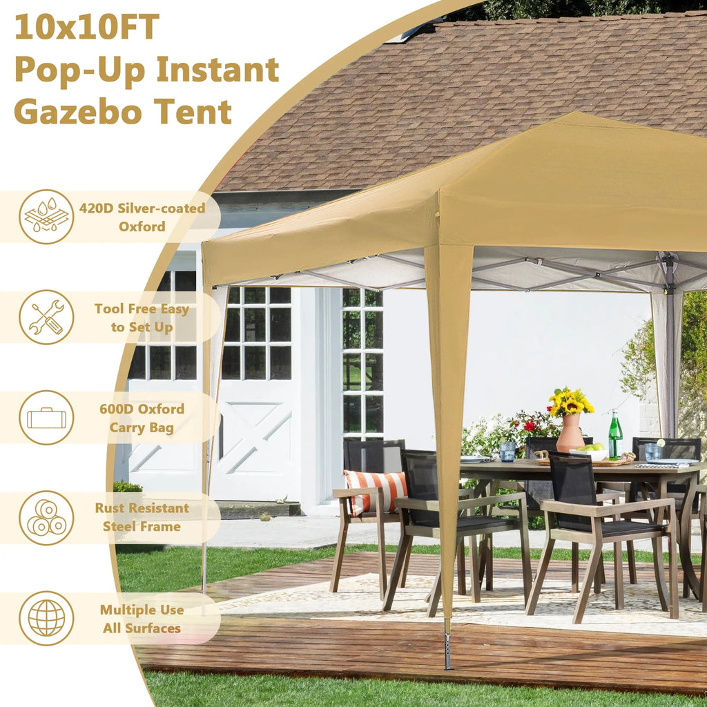 10 ft x 10 ft White Pop Up Canopy Tent with Carry Bag R5536
