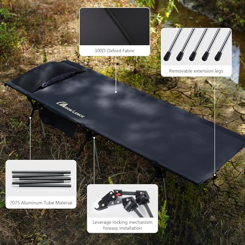 Height Adjustable Camping Cot Black I367