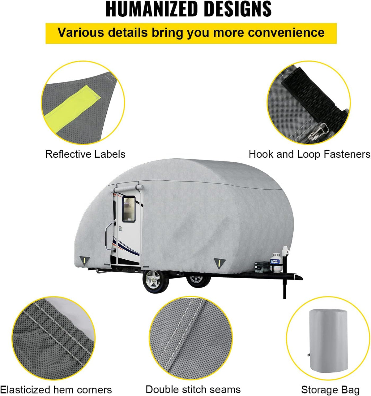 16' - 18' Waterproof Non-Woven Teardrop Trailer Cover M6681