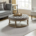 Grey Tufted Round Storage Ottoman Q872649