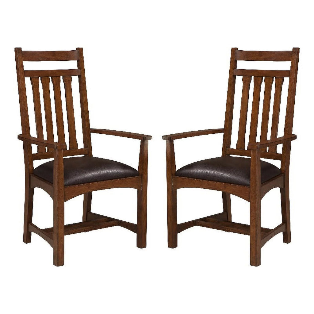 Brown Wood Chair with Narrow Slats Set of 2 A98268