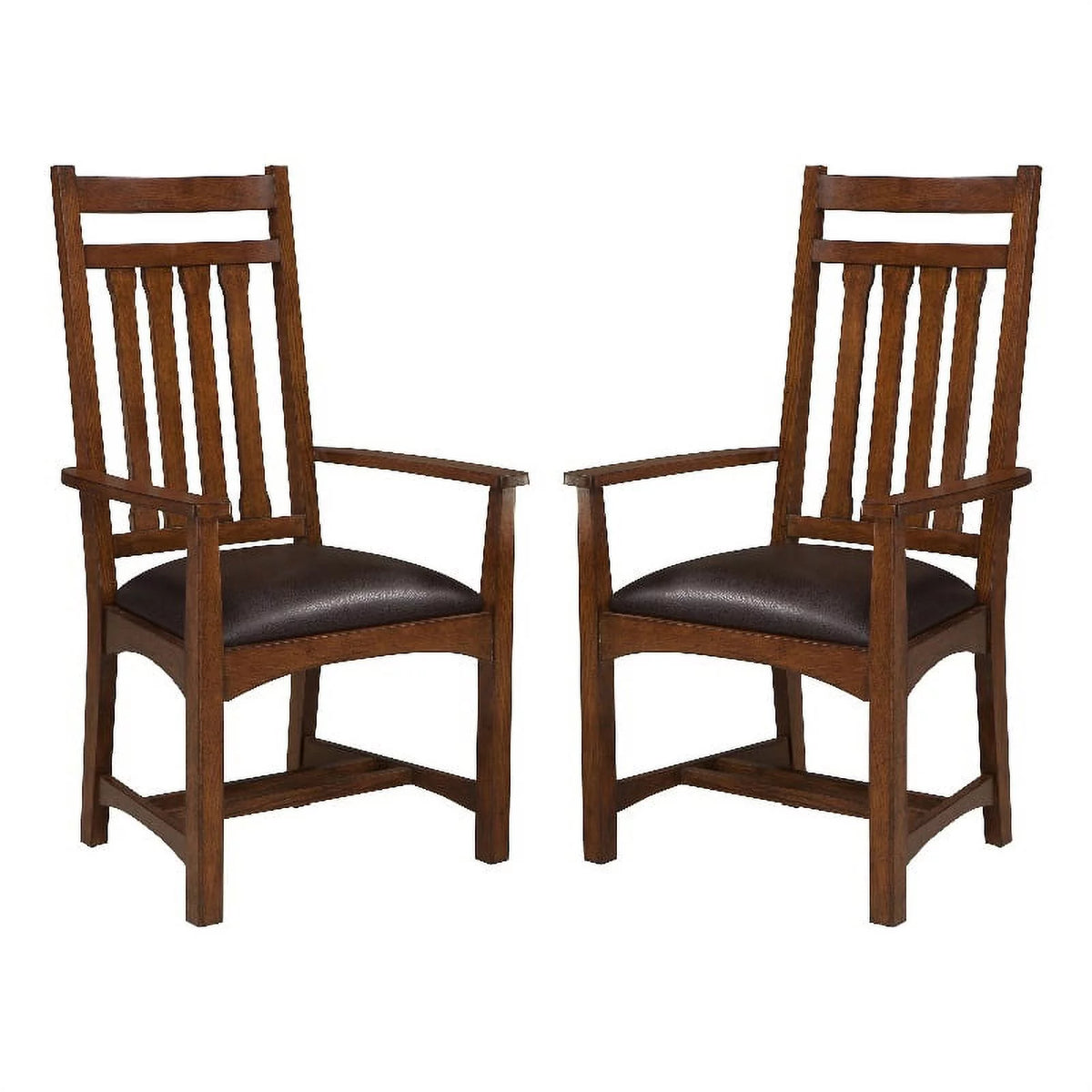 Brown Wood Chair with Narrow Slats Set of 2 A98268