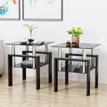 Set of 2 Black Tempered Glass Coffee Table W5521