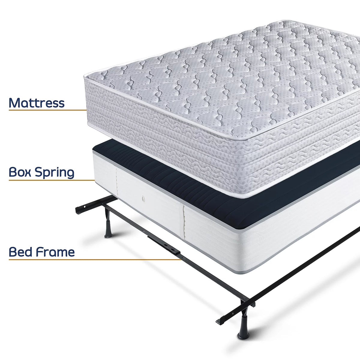 Adjustable Metal Bed Frame with Center Support, Twin to Queen, Black D65499