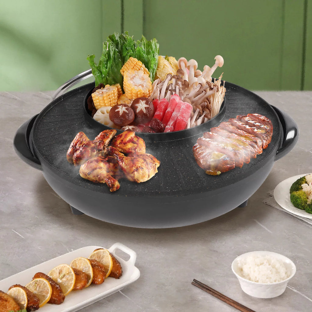 2 in 1 Electric Hot Pot Grill Cooker 1350W J74710