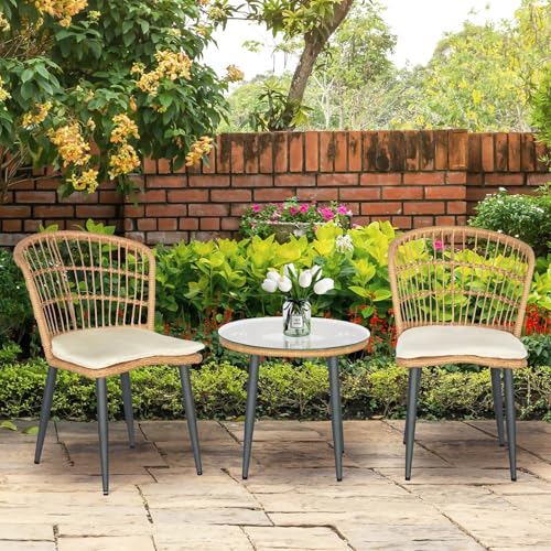 3 Piece Beige Wicker Patio Bistro Set P840180