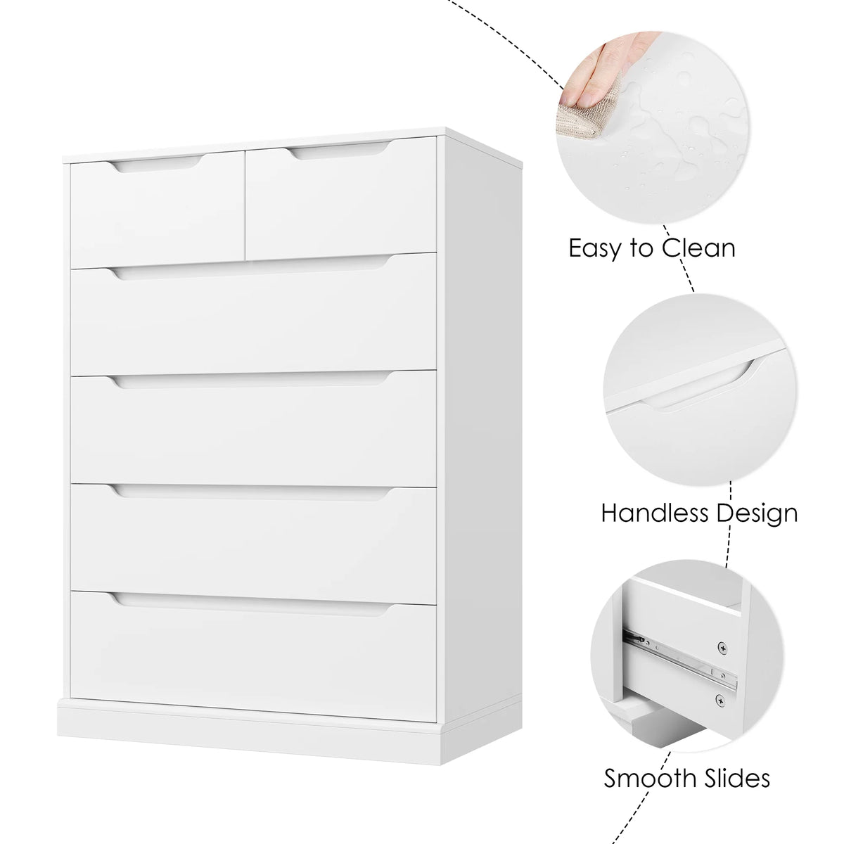 White 6 Drawer Wood Dresser Y33672