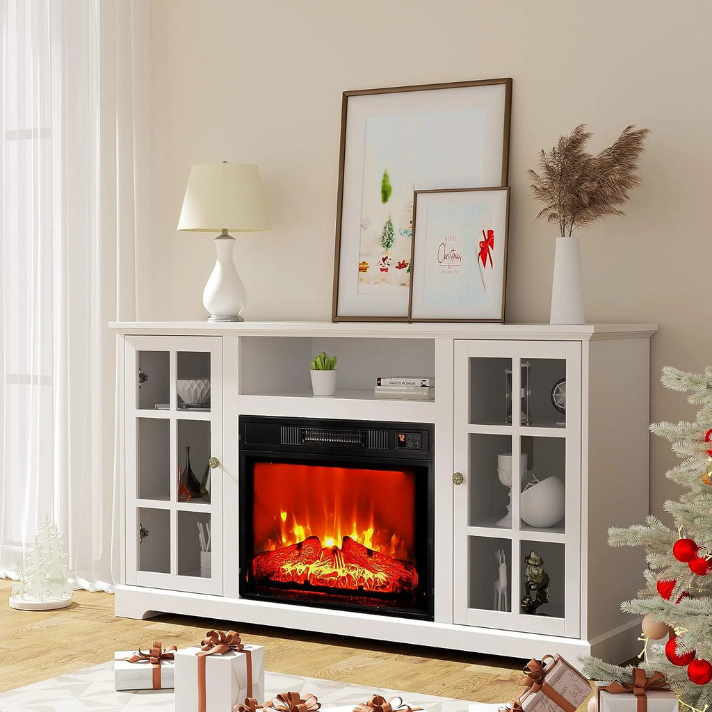 White Fireplace TV Stand W611