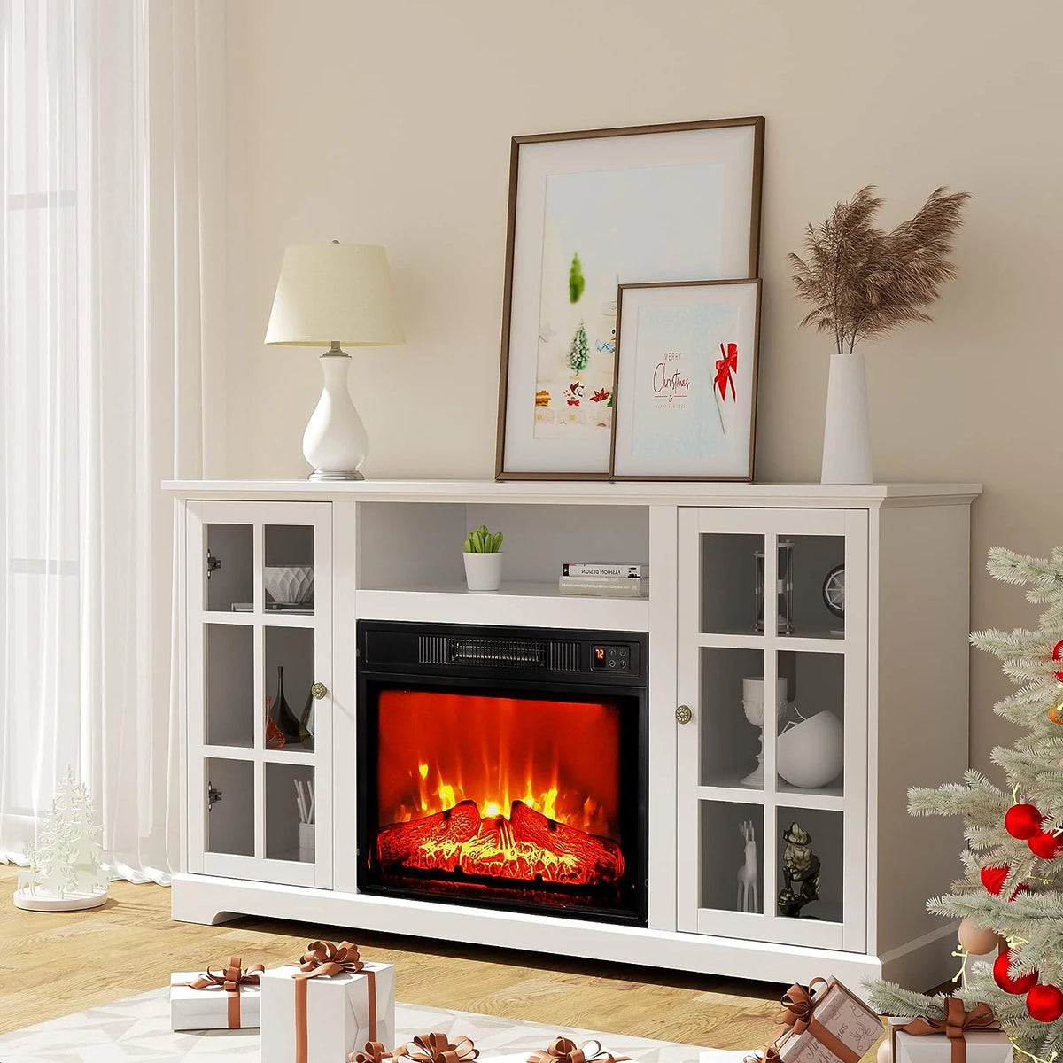White Fireplace TV Stand W611